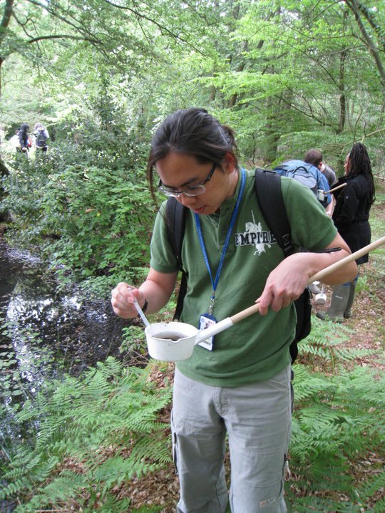Joel Aik on a mosquito sampling field trip
