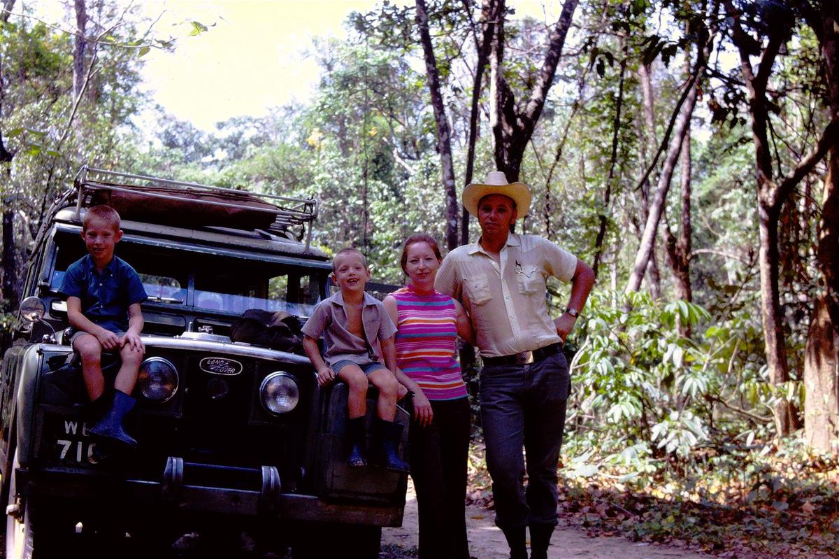 Duane Gubler, his wife Bobby and two sons on a trip to the Sukna rainforest in 1970 // Credit: Duane Gubler