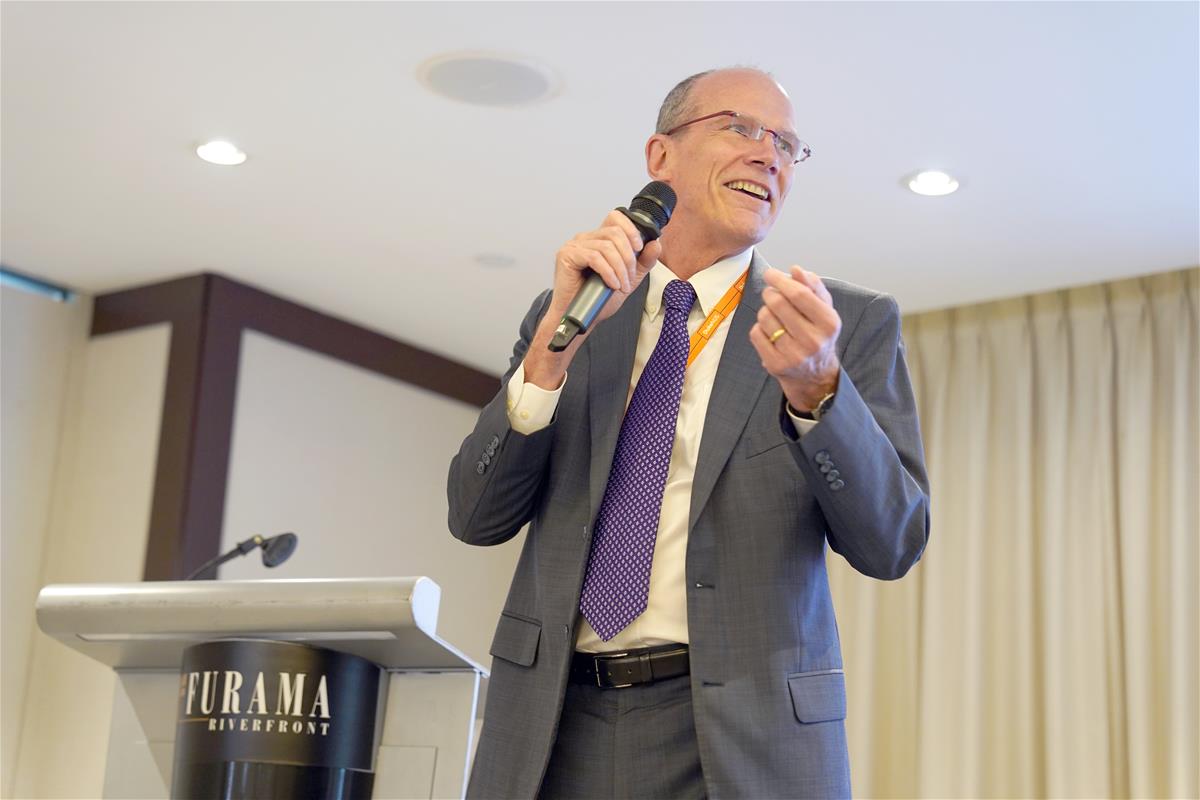 Prof Roger Vaughan encourages the community of clinician-scientists, who attended the celebratory lunch, to make friends and build connections // Credit: Norfaezah Abdullah, Duke-NUS