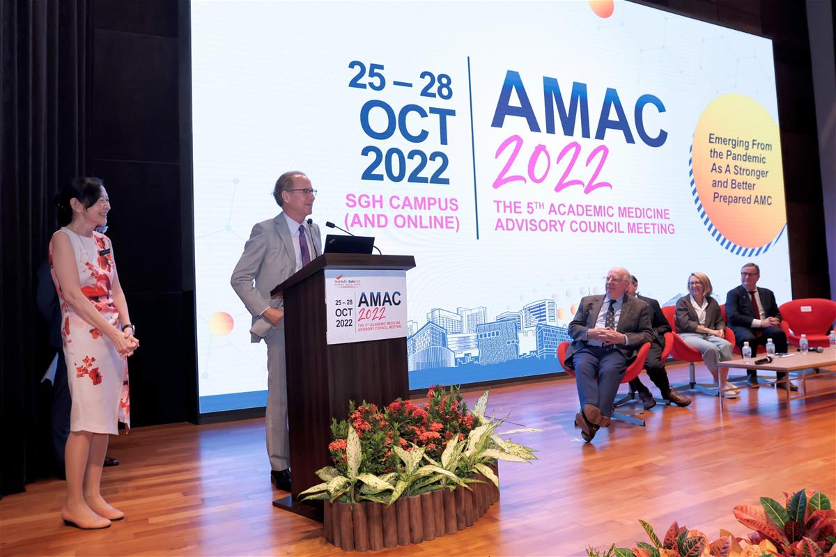 (L-R) Clinical Professor Ivy Ng watches on as Professor Thomas Coffman thanked the AMAC council for their recommendations in his closing remarks