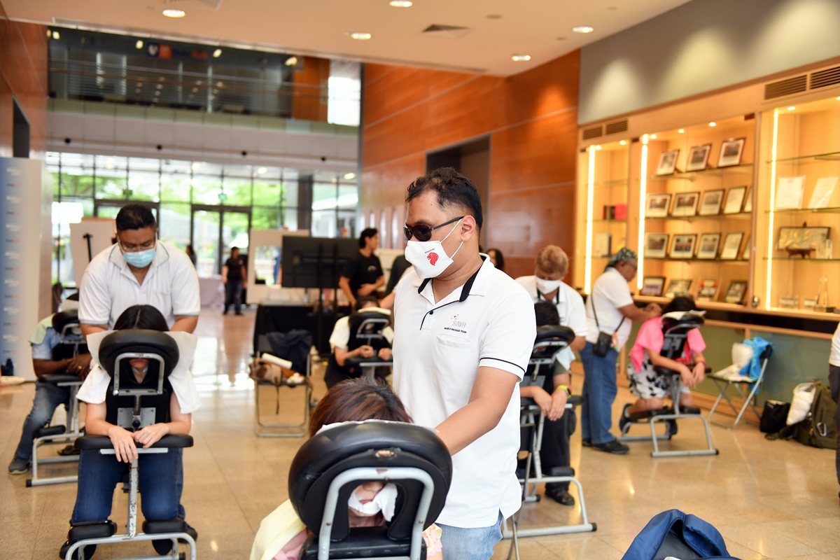 A carnival for good—we also invited our friends from the Singapore Association of the Visually Handicapped to provide reinvigorating head and shoulder massages.