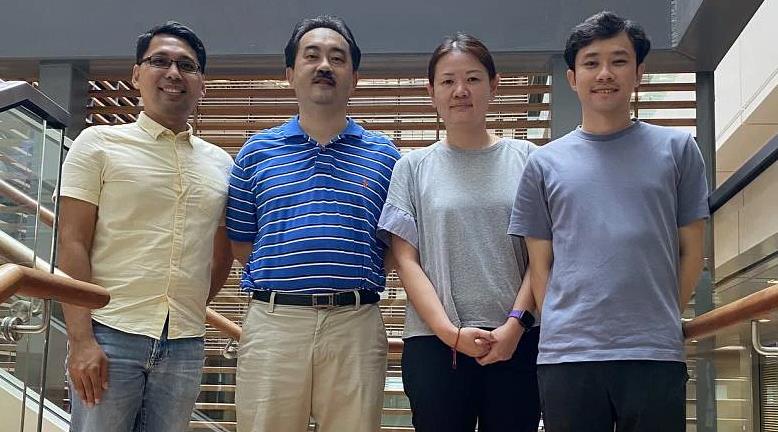 Researcher Kailuer (from left), Associate Professor Li Shang, Research Assistant Pan Lifang, and Researcher Xu Yupeng