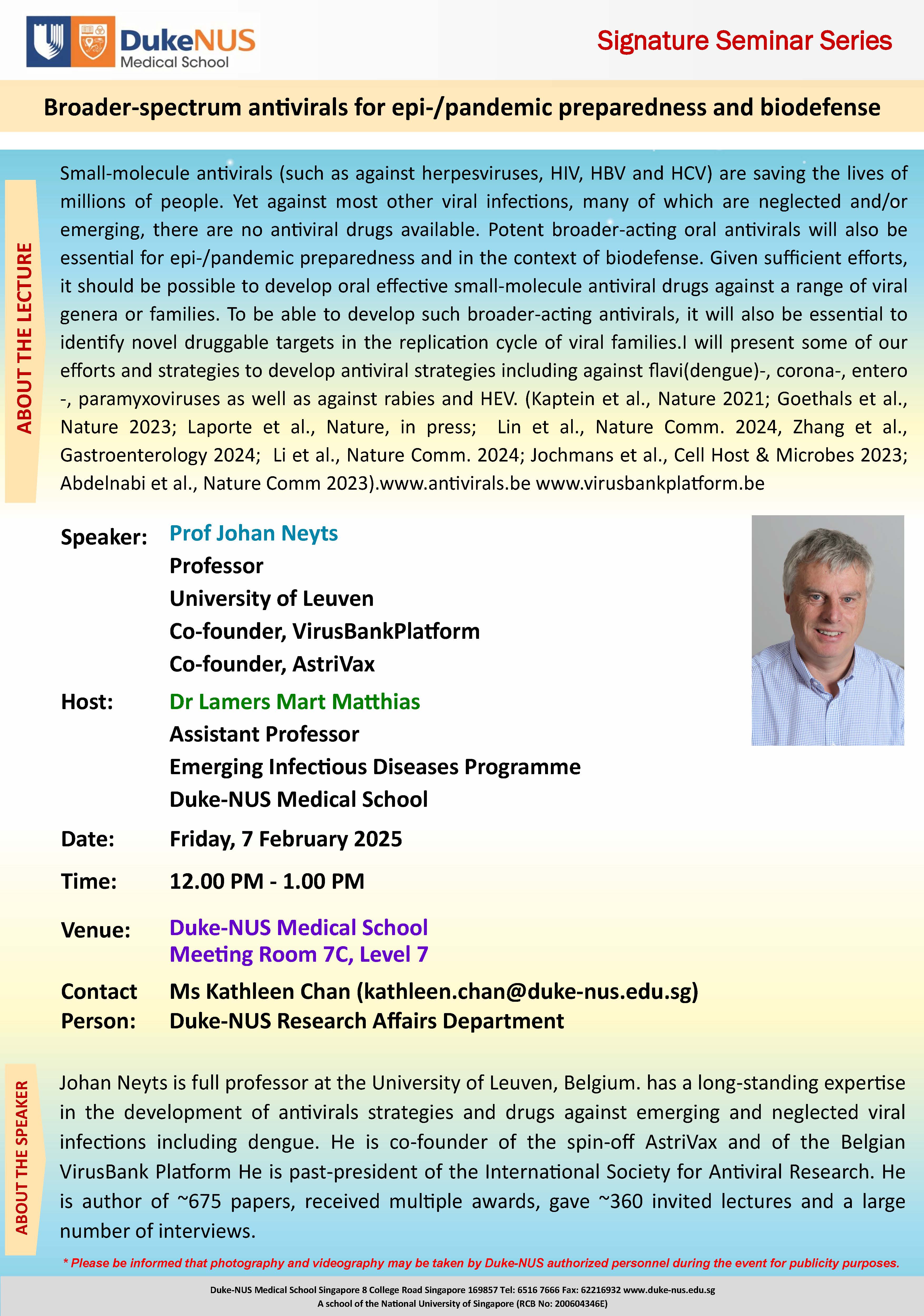 Seminar Flyer (Prof Johan Neyts)