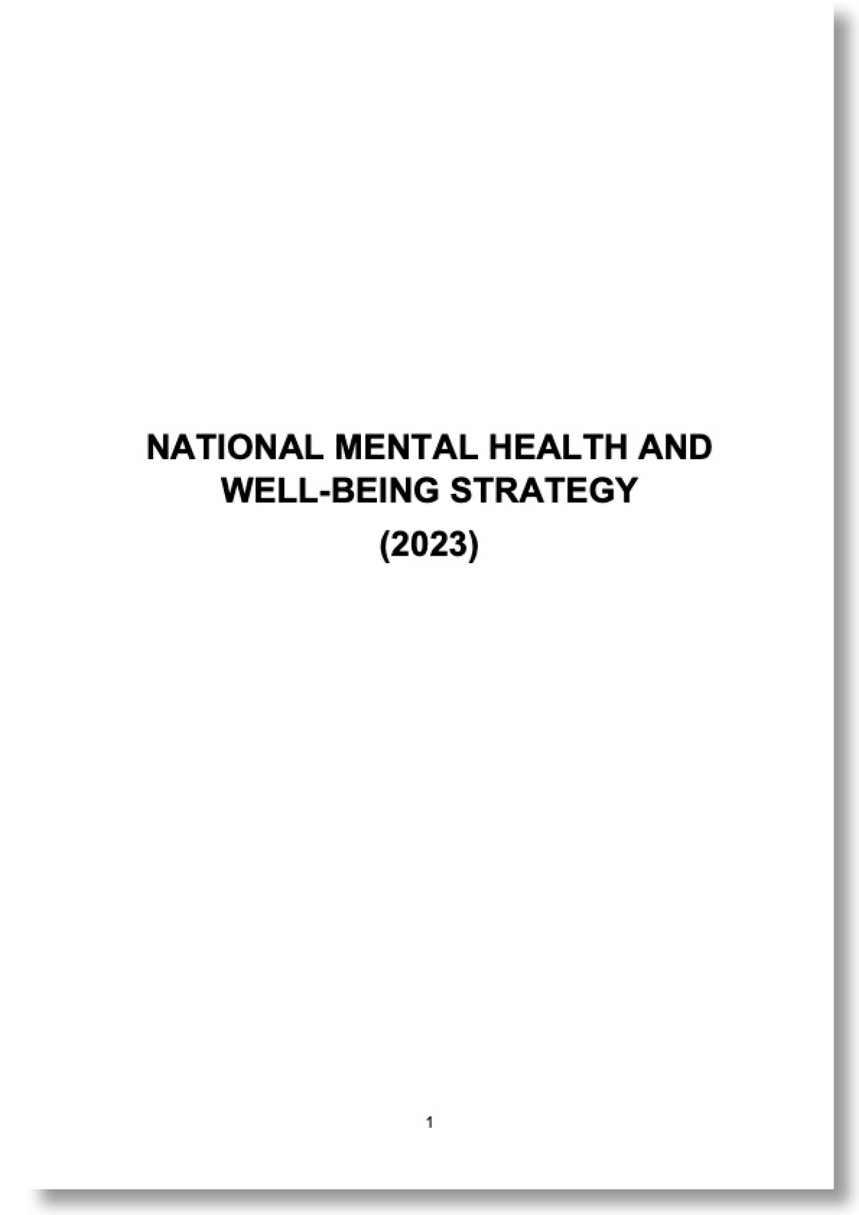 NATIONAL MENTAL HEALTH AND WELL-BEING STRATEGY (2023)