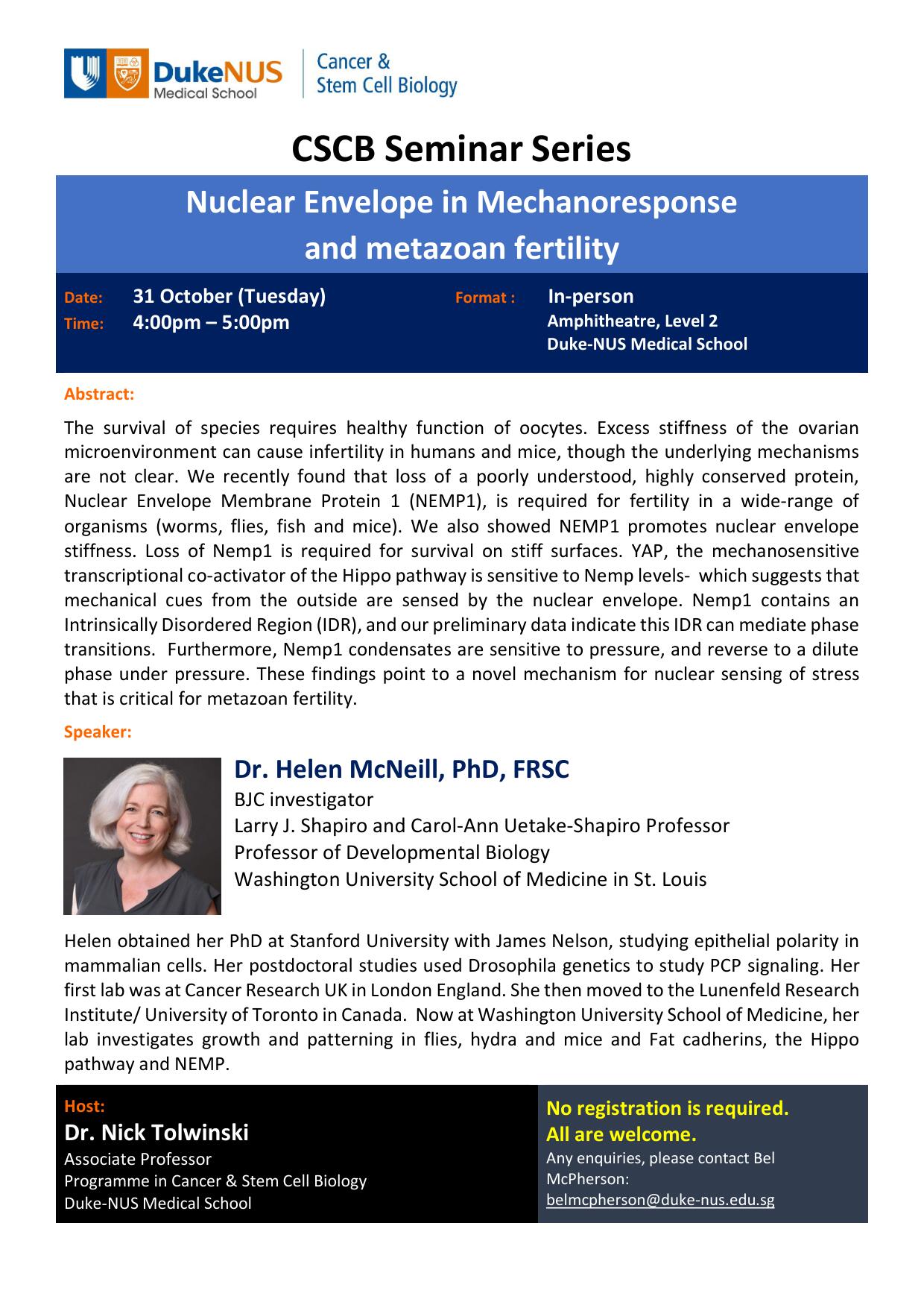 CSCB Seminar Series flyer_Dr Helen McNeill