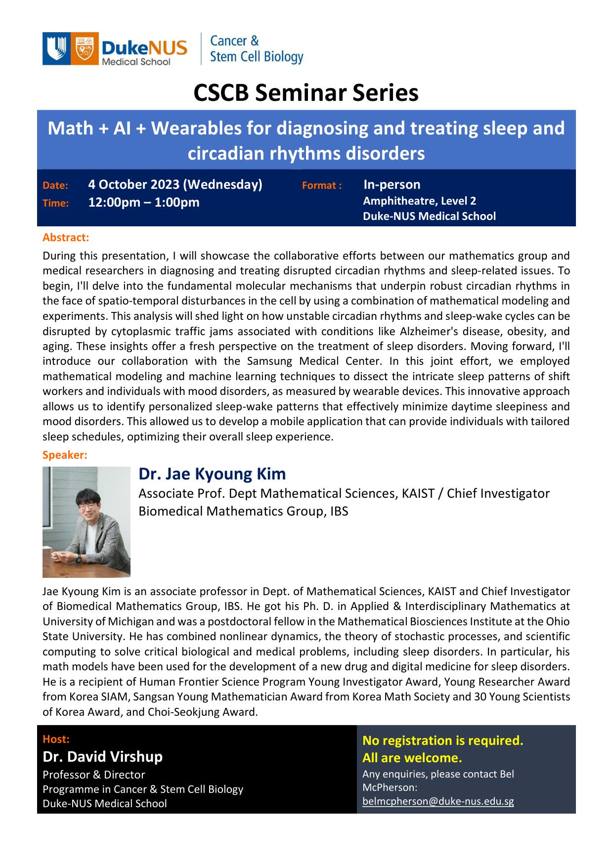 CSCB Seminar Series flyer_Dr Jae Kyoung Kim