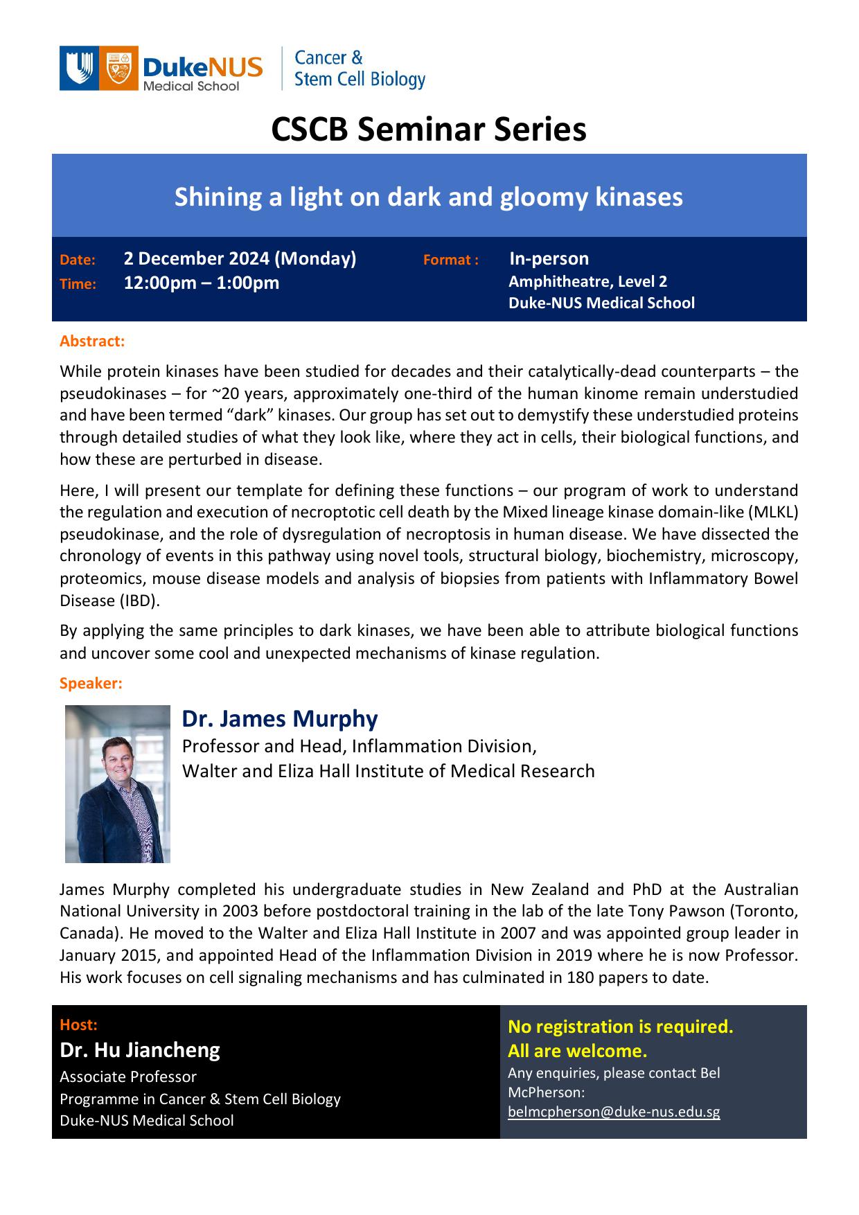 CSCB Seminar Series flyer_Dr James Murphy