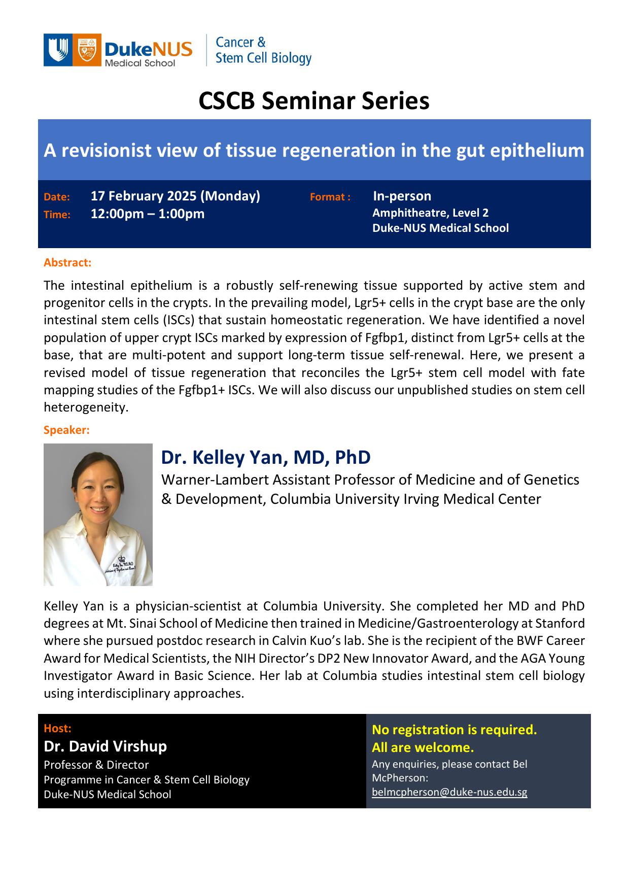 CSCB Seminar Series flyer_Dr Kelley Yan